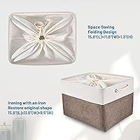 Vista 5 de HOdo Home 3 contenedores de almacenamiento de tela de 15.8 x 11.8 x 9.5 pulgadas, con cierre de cordón y 2 asas resistentes, canastas