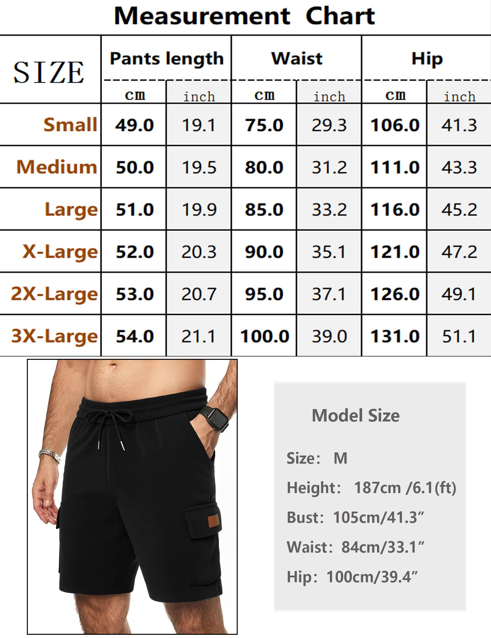 Pantalones Cortos Hombre de Pana Cargo Casual Verano Bermudas con Cintura elástica Múltiples Bolsillos