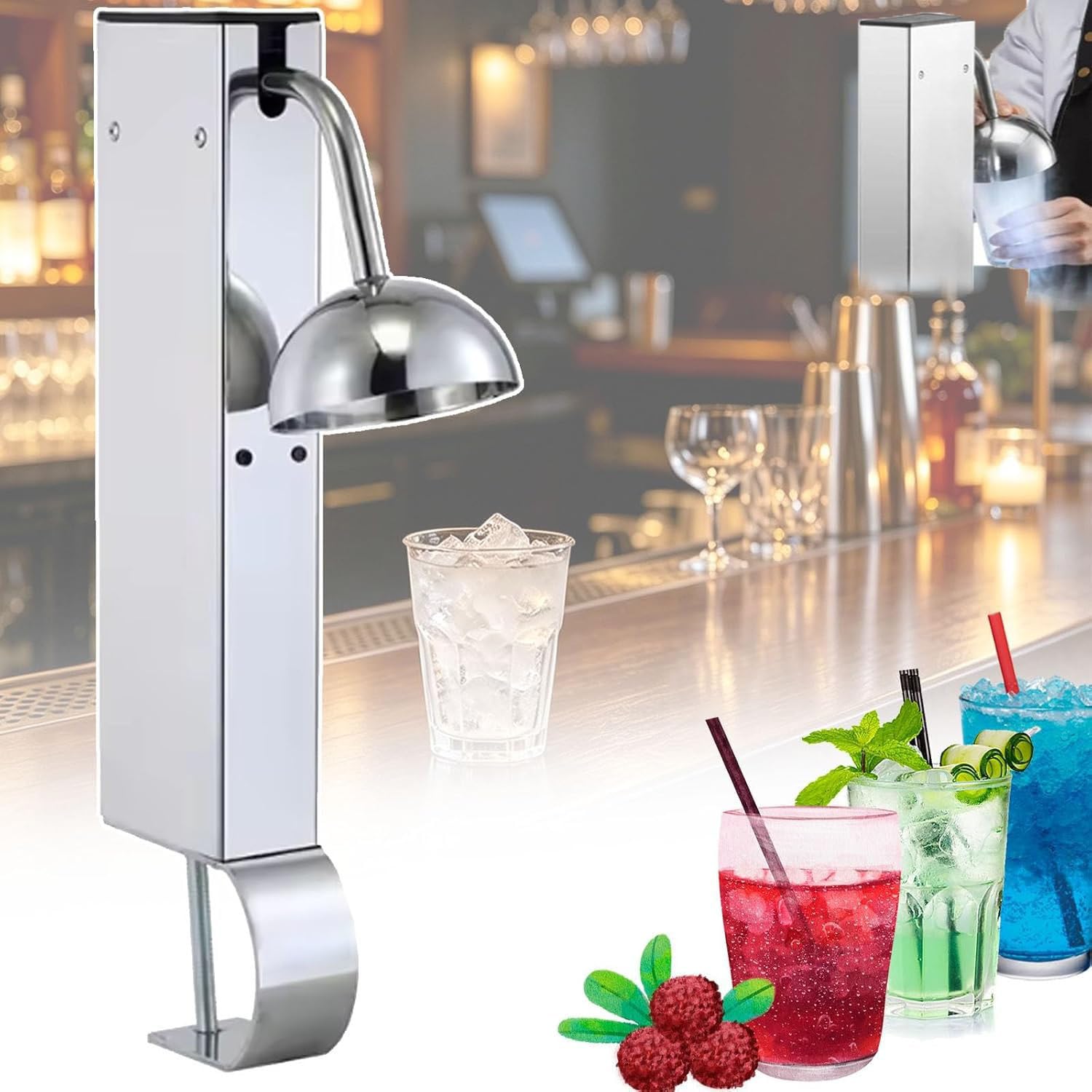 Escarchador De Copas,Enfriador Instantáneo De Bebidas con Co2,Enfriador De Vidrio Comercial,Enfriador De Vidrio Acero Inoxidable,para Cerveza Vino,Varios Tipos De Taza A