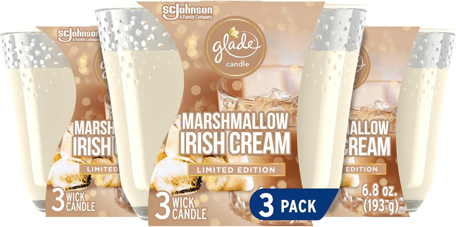 Glade Candle Marshmallow Irish Cream, Fragrance Candle Infused with