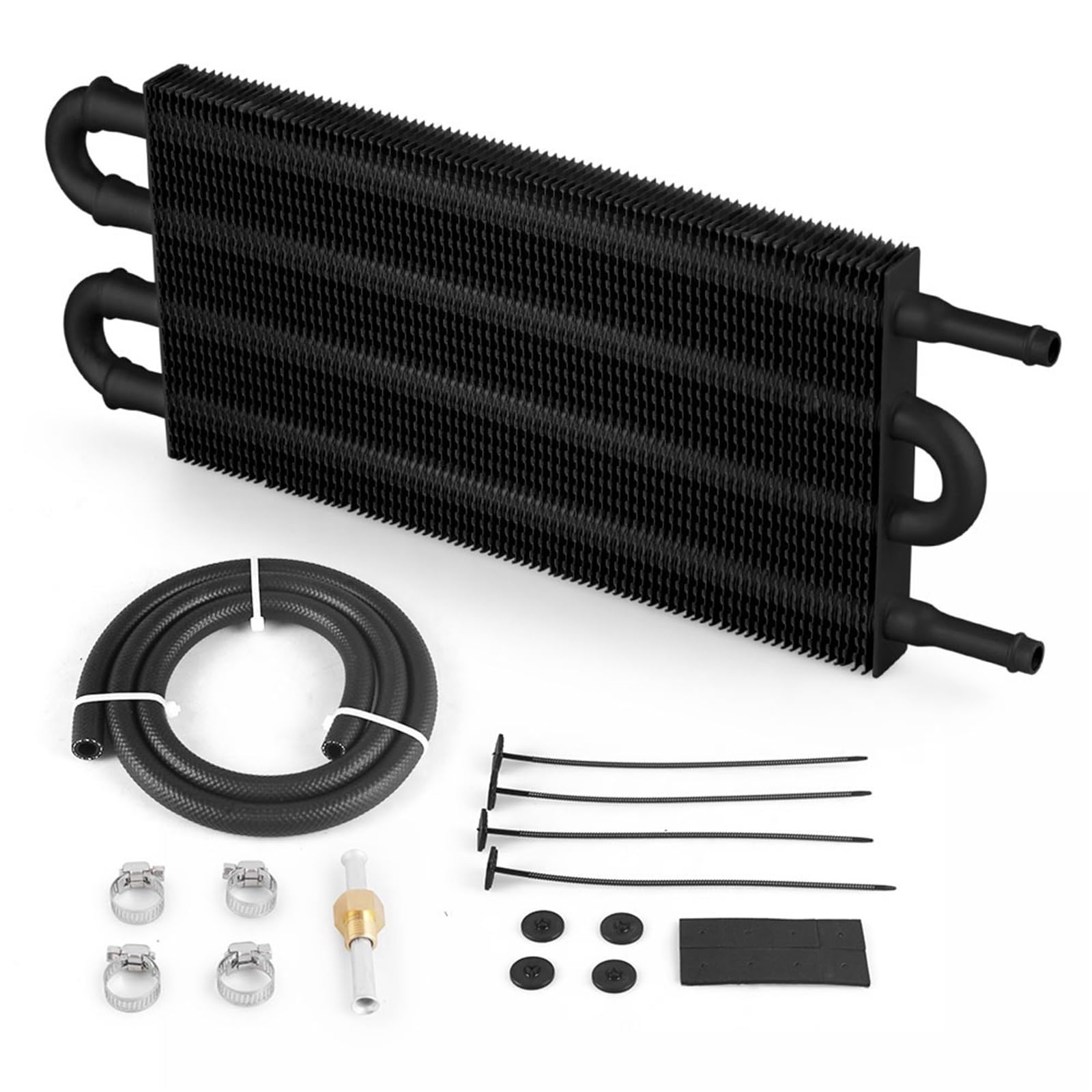 4 Row 6 Row 8 Row Universal Aluminum Remote Transmission Oil Cooler Auto-Manual Radiator Converter Kit Transmission Oil Cooler(4 Row Black)