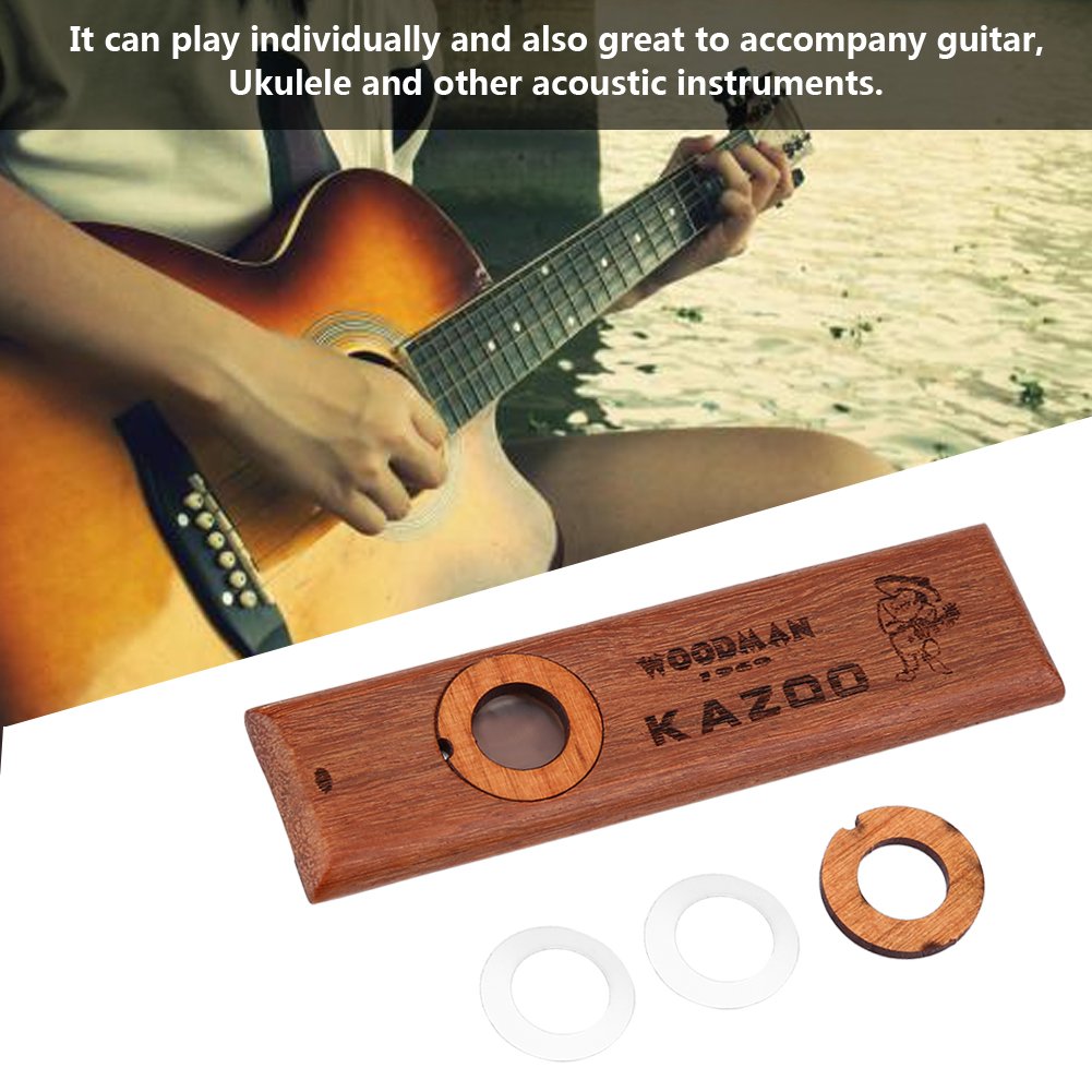 Drewniany kazoo, drewniany kazoo ukulele gitara partner instrument muzyczny dla początkujących dzieci