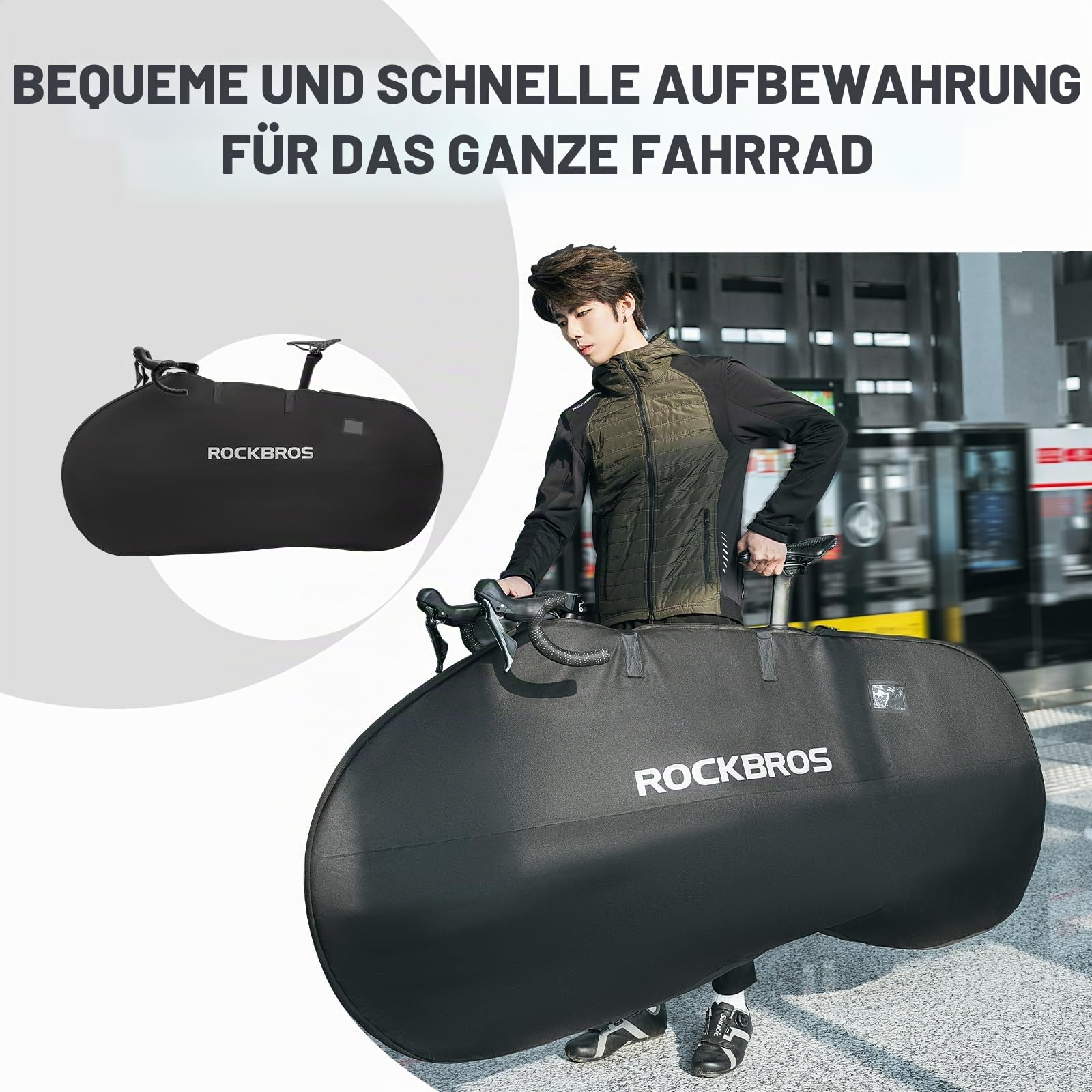 ROCKBROS Fahrrad Transporttasche Fahrradtasche für bis 26 Zoll Mountainbike Rennrad für Travel Flugzeug Transport mit Reflektierende
