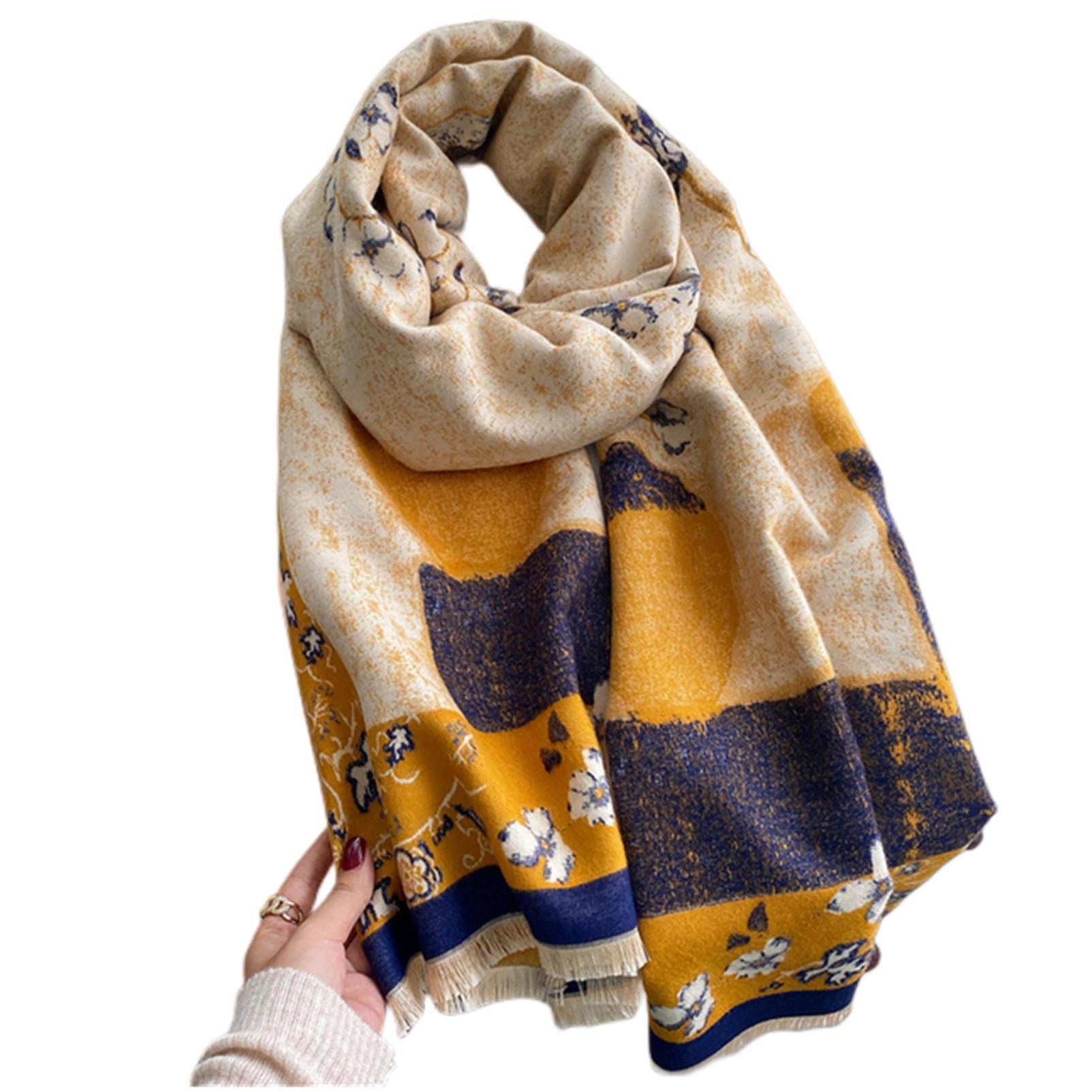 URYYRIT Foulard Écharpe Cachemire Chaude Dames Imprimer Un Châle De Couverture Hivernale Épaisse Et Envelopper Pashmina 180 * 65 Cm Femmes-Wyt58-5