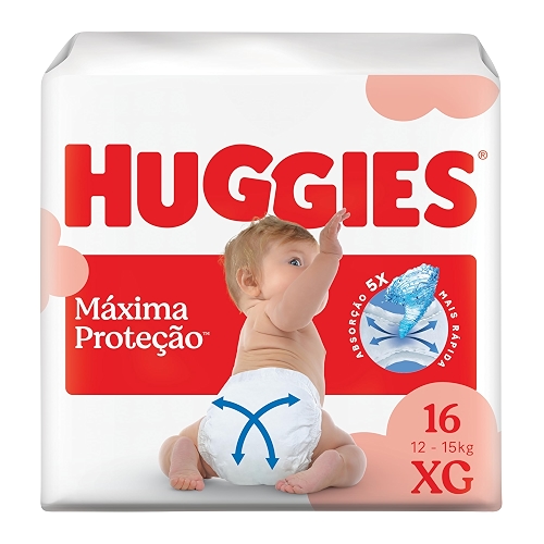 Fralda Descartável Huggies Máxima Proteção Tamanho XG 16 unidades – Nova fralda Supreme...