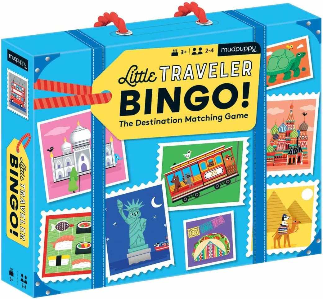 Mudpuppy Little Traveler Bingo – Fun, Easy to Play Matching Game for Families – Ideal for 2-4 Players, Kids Card Game for Ages 3+ – Instruction Included