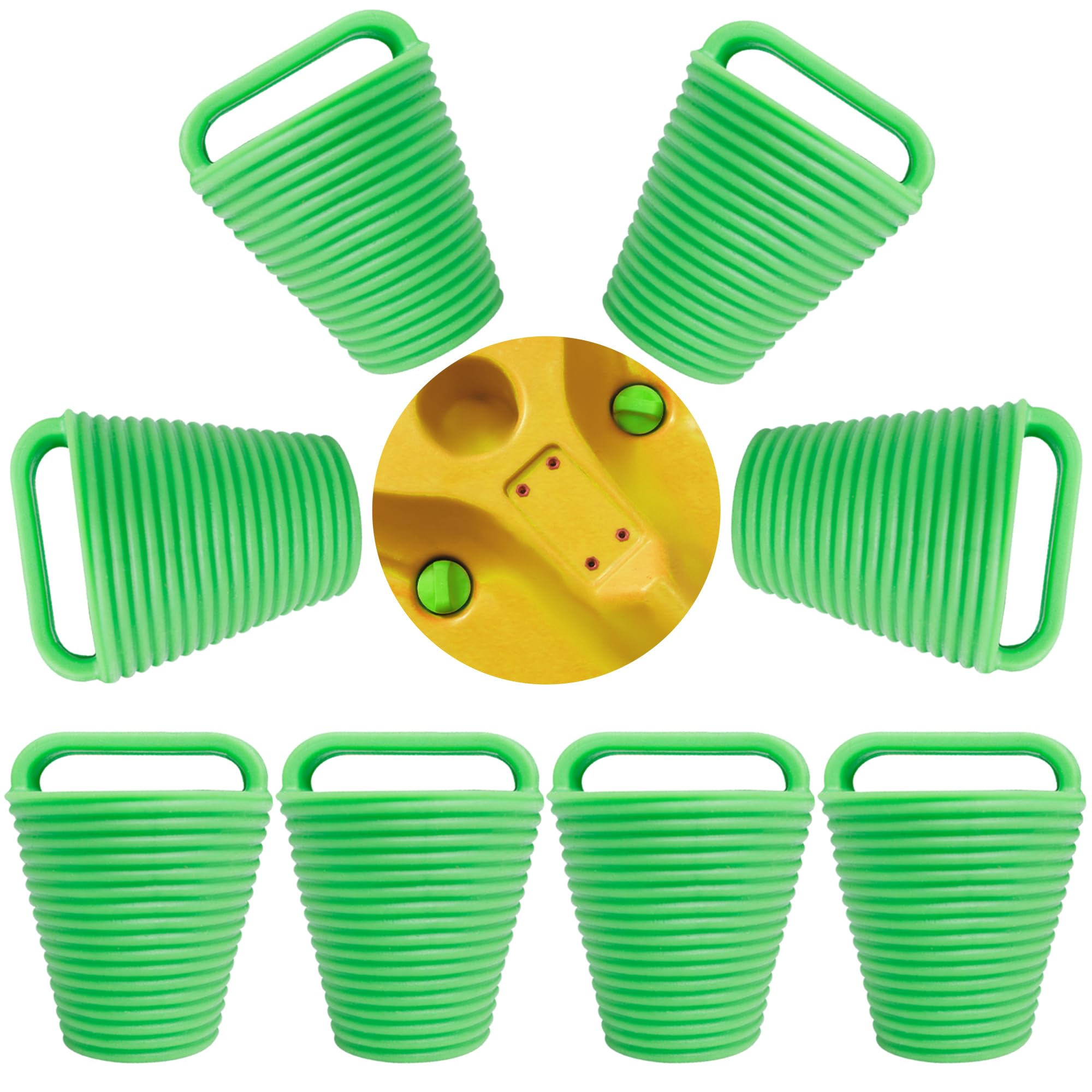 XARILK 8 Packs TPE Kayak Scupper Plug Kit – Universal Waterproof Bungs with Handle (2 Sizes, 3 Colours) for Kayak, Canoe, Motorcycle & More(Green, Large)