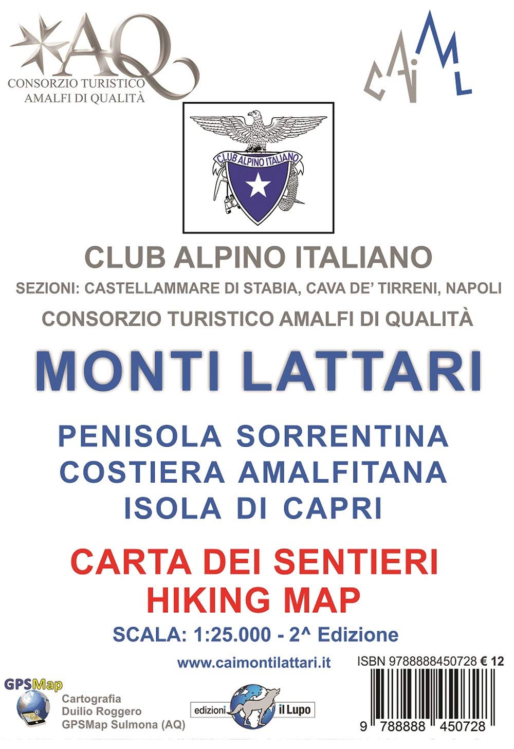 Monti Lattari. Penisola Sorrentina. Costiera Amalfitana. Isola Di Capri. Carta Dei Sentieri Scala 1:25000 - 4