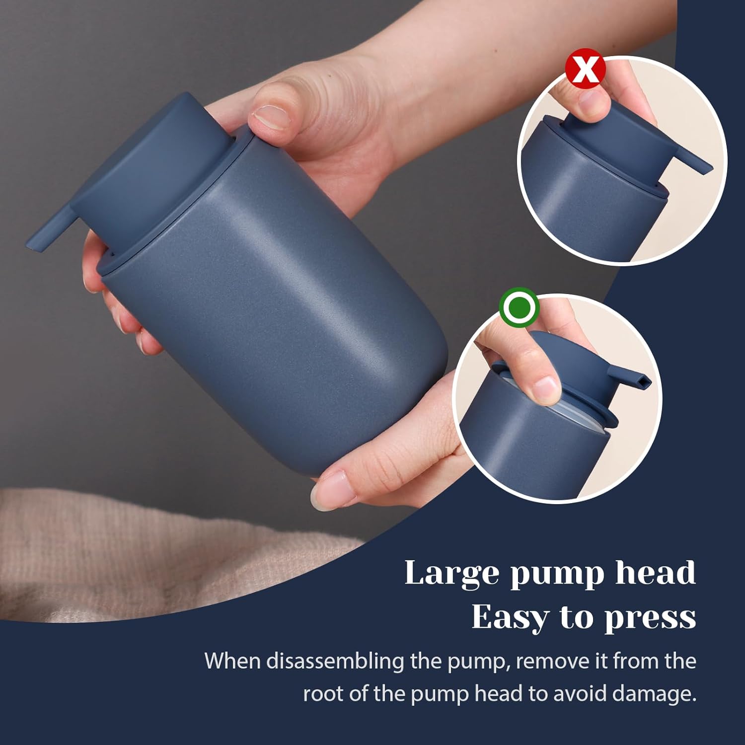 INGOFIN Ceramic Foaming Soap Dispenser Set, 2 Pack (12 oz) Bathroom Foam Hand Soap Dispenser with Pump, Hand and Dish Dispenser Set with 8 Pcs Clear Stickers,for Kitchen- Matte Blue - Image 6