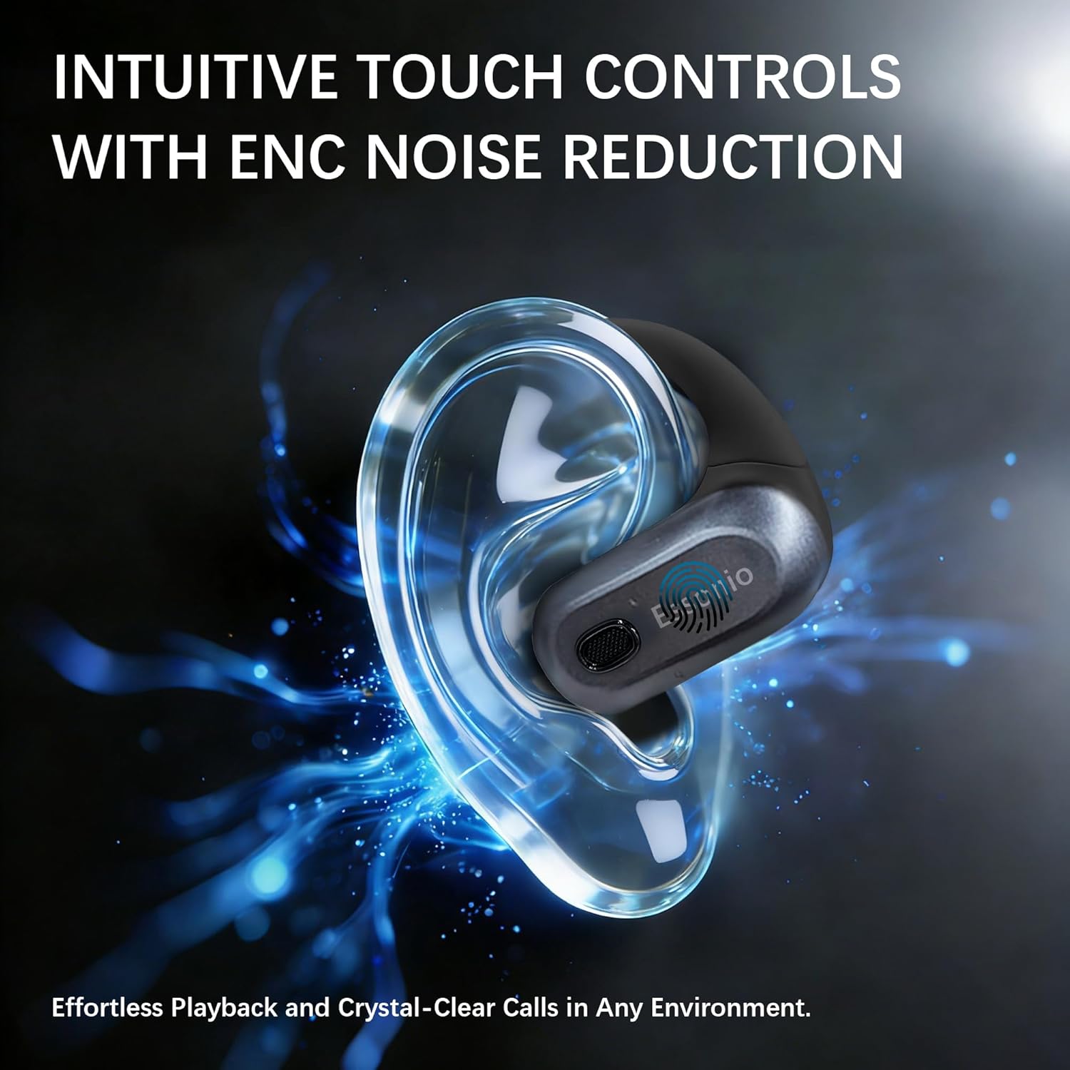 Open Ear Headphones Wireless Bluetooth 6.0, DT9.0 Directional Sound Earbuds with Ear Hooks 35H Playtime ENC Mic, IPX5 Waterproof for Running Workout Black