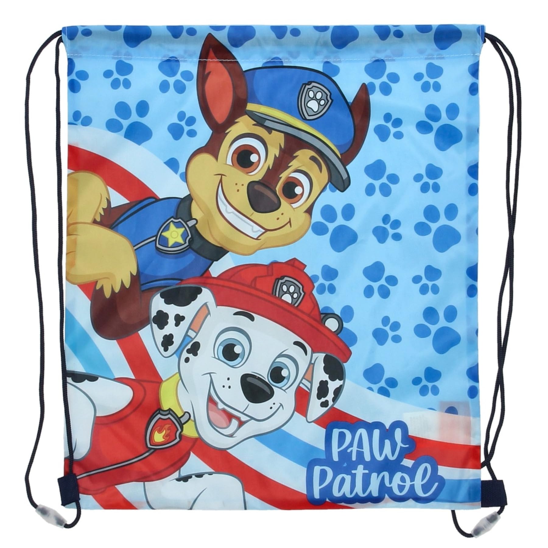 Paw Patrol Kids Drawstring Gym Bag – PE Kit, Swim & Sports Bag with Chase & Marshall – Lightweight School Drawstring Backpack, Blue
