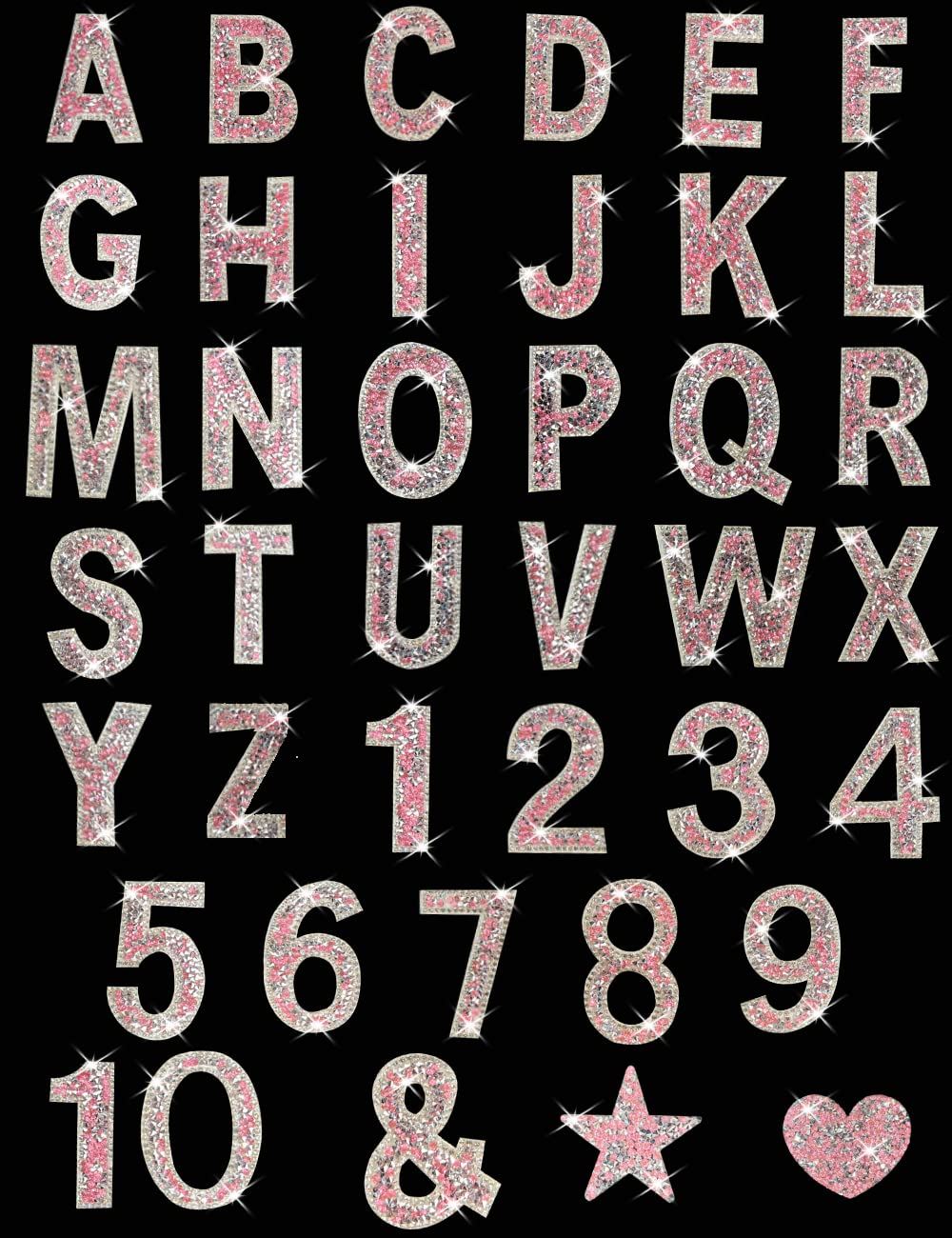 72-Piece Rhinestone Letter & Number Stickers - Self-Adhesive Rose Gold Bling Alphabet For Clothes, Crafts - View #5