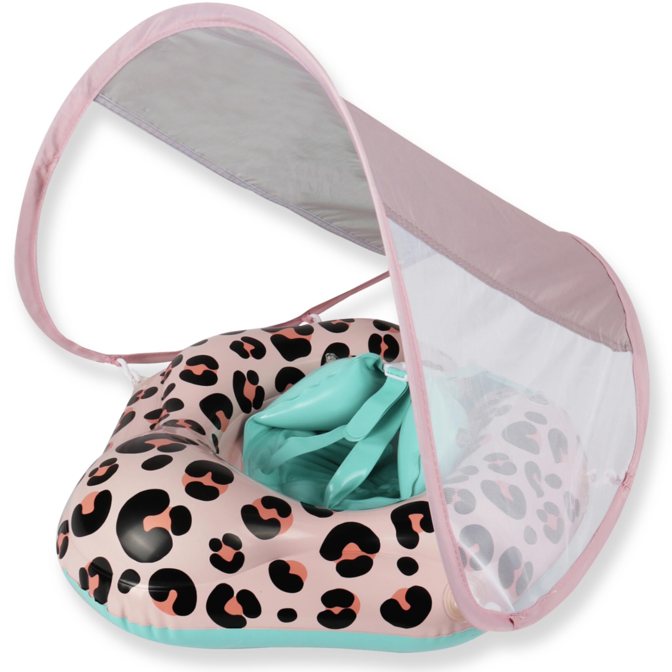 EDWEKIN Unique baby swimming ring with Leo look | Innovative baby swimming aid with sun canopy UPF50+ | Children's swimming ring | Baby float for 6 months to 3