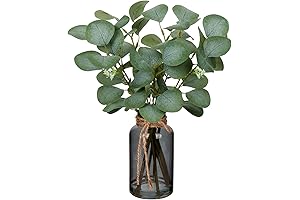 Briful Faux Eucalyptus in Black Vase