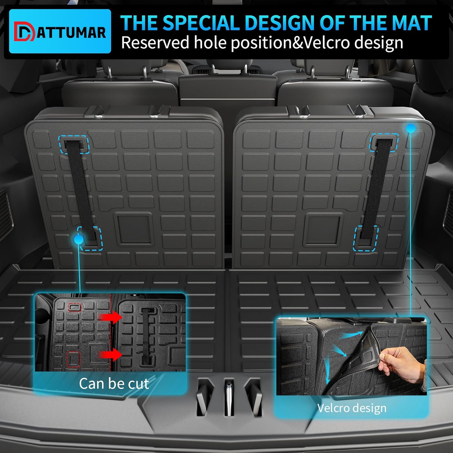 Floor Mats Compatible with 2020-2025 Ford Explorer 7-Seater Cargo Liner All Weather 2024 Explorer Accessories (Upgrade Trunk Mat with Backrest Mat+Floor Mats)