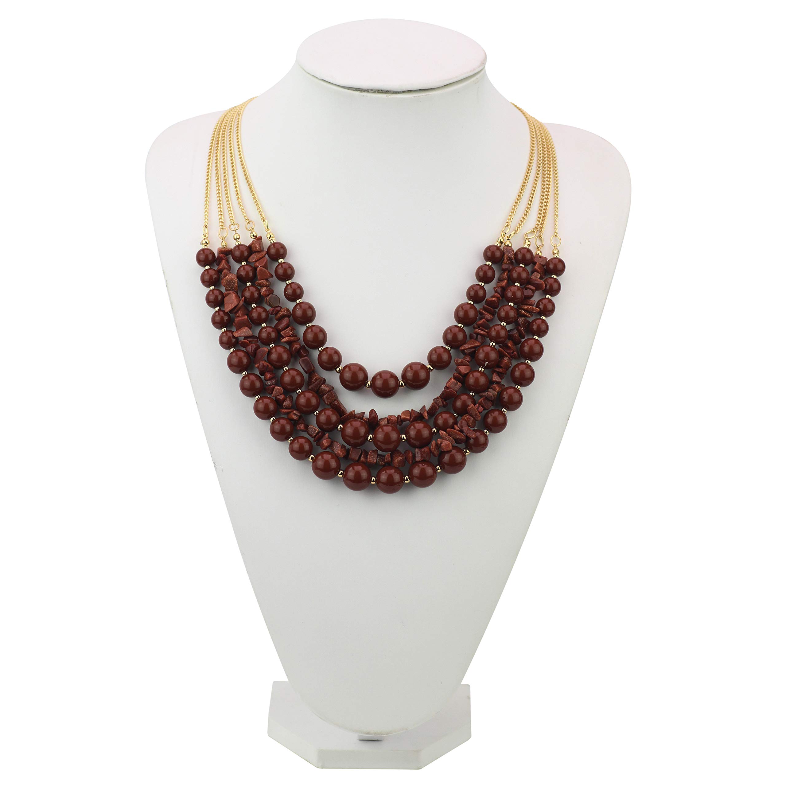 Bocar Lunga dichiarazione Vintage 5 strati pietra acrilico perline collana donne (NK-10551)