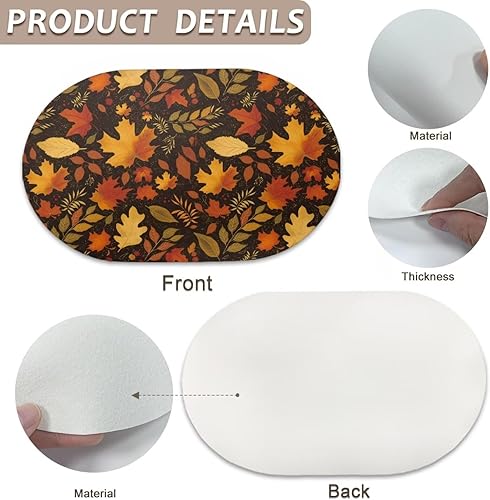 Miniatura 58 de Heat Resistant Placemats Oval Placemats Set of 6 Leather Washable and Wipeable Non Slip Place Mats, Waterproof Modern Dining Table Mats, Oval Floral