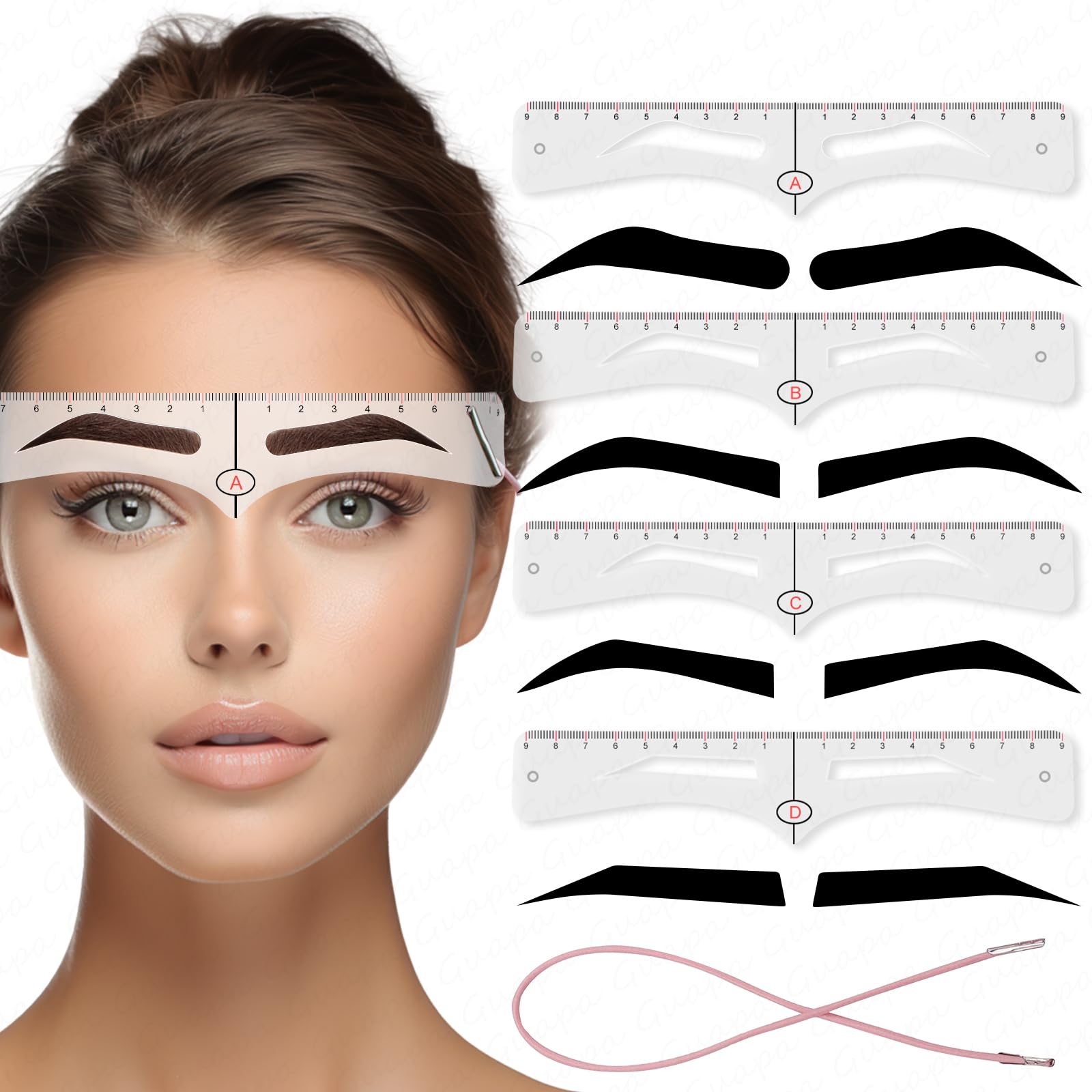 Guapa Eyebrow Shaper Ruler Kit for Beginners – Precision Brow Shaping Tool for Perfectly Aligned Eyebrows – Easy-to-Use DIY Grooming Kit (Eyebrow Template)