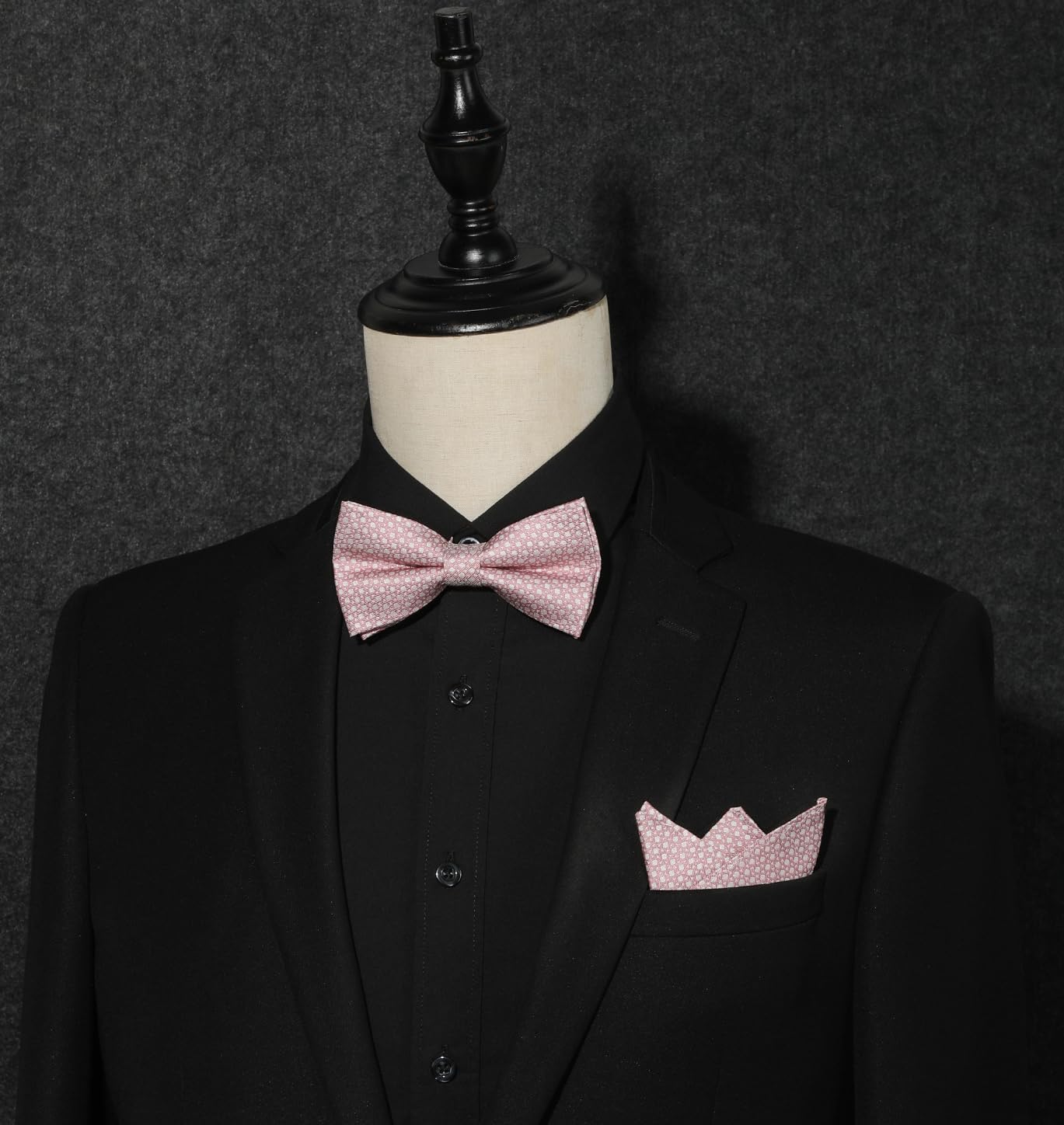 Enlision Bow Ties for Men Formal Pre-tied Bow Tie with Pocket Square Solid Color Clip on Bowties Set for Party Wedding