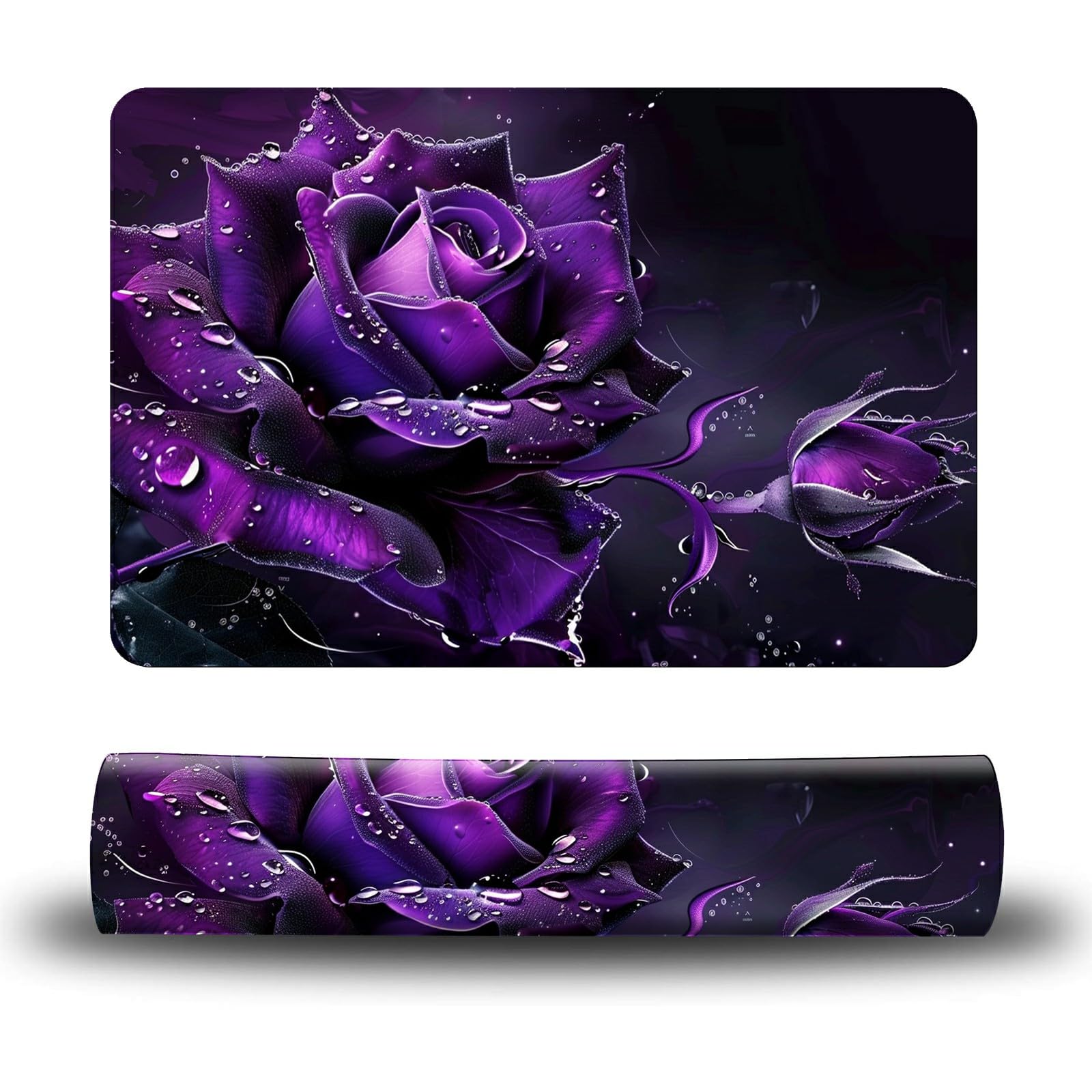 Dikoer Dog Food Mat, 15.7" x 23.6" Absorbent Pet Feeding Mat for Food and Water, Waterproof Diatom Mud Pet Placemat with Non-Slip Rubber Backing, Easy Clean Cat Bowl Mat for Floors - Purple Rose