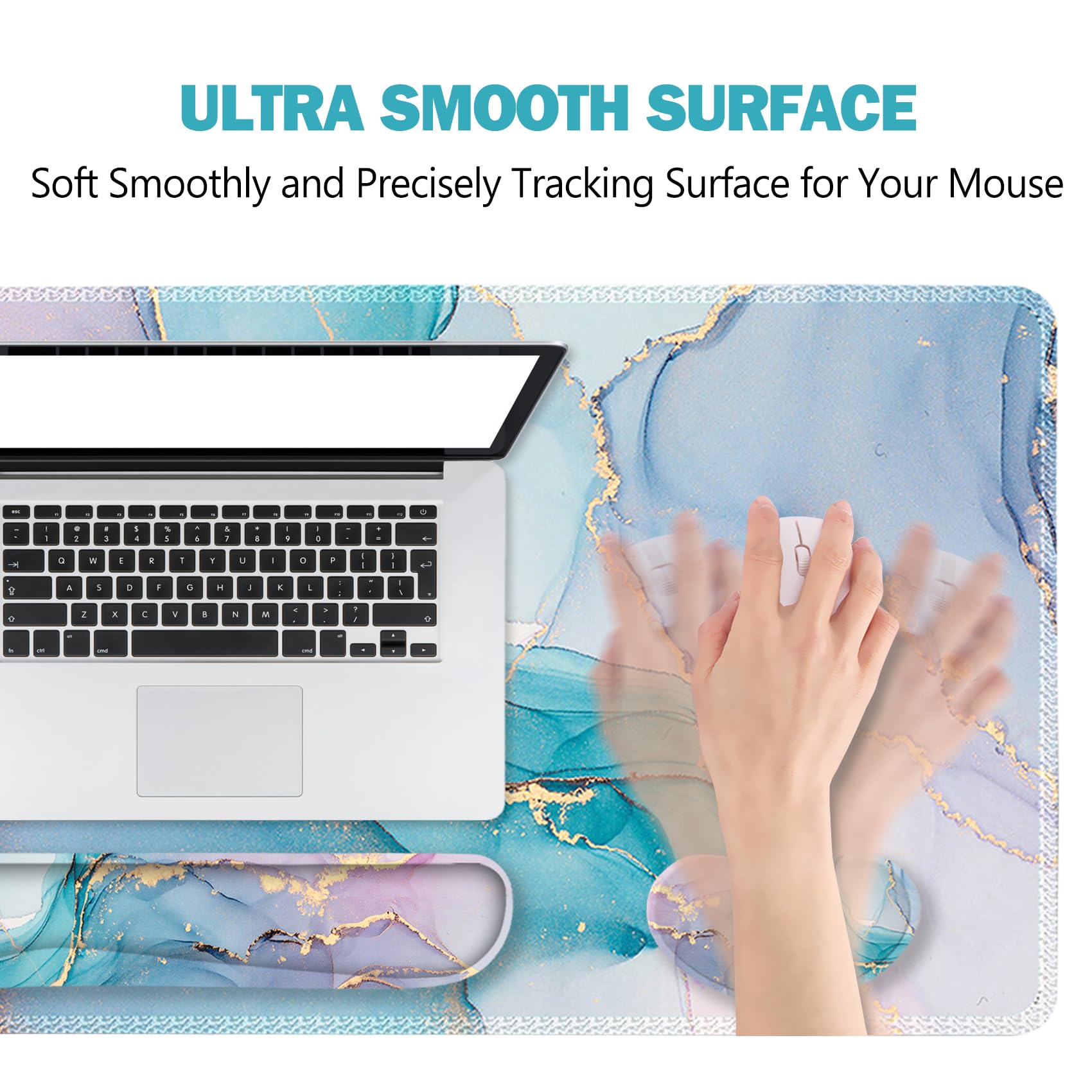 ToLuLu Tapis de bureau 4 en 1, tapis de souris de jeu avec support de poignet XXL, grand tapis de souris + repose-poignet pour clavier, repose-poignet de souris + dessous de verre ergonomique en