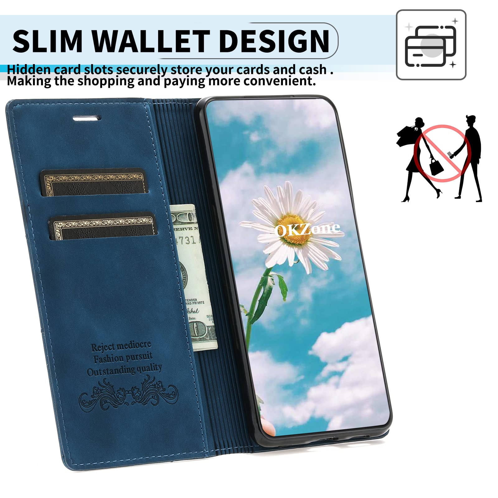 Housse étui Cuir PU Pour Oppo Find X3 5G / Find X3 Pro - PEDM00 CPH2173 PEEM00, Bleu, Avec Portefeuille Et Support