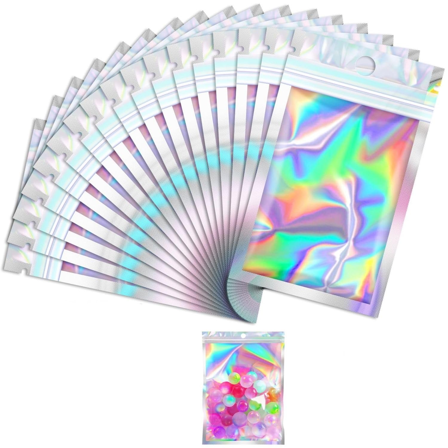 Homeaura 100 Pcs ZipLock Pouch Small Transparent Holographic Mylar Bags 8×13 cm | Zip Seal | Clear Display | Packaging & O... - Review, Price and Buying Guide