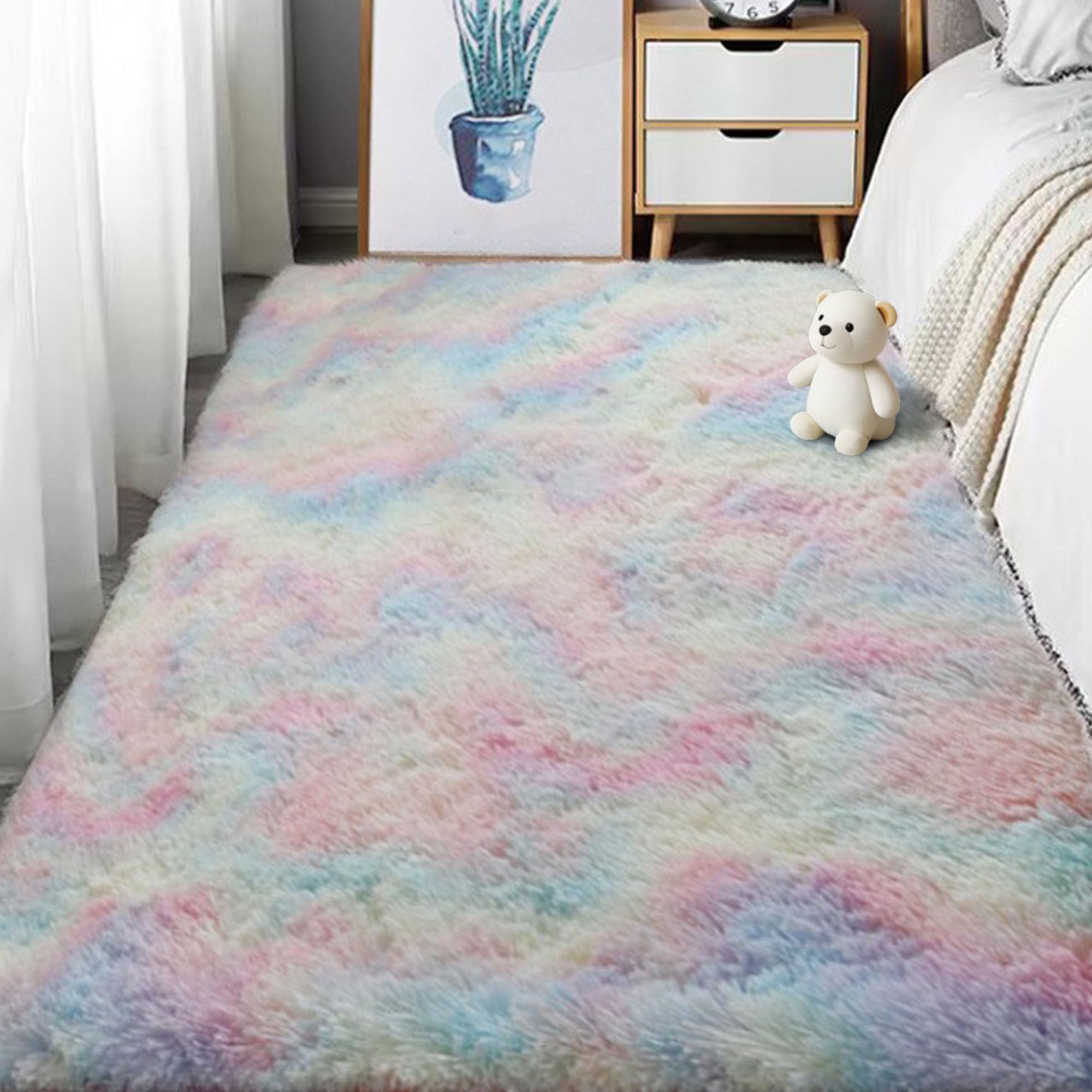 Tapis de salon moelleux 250 x 340 cm grand tapis de chambre lavable