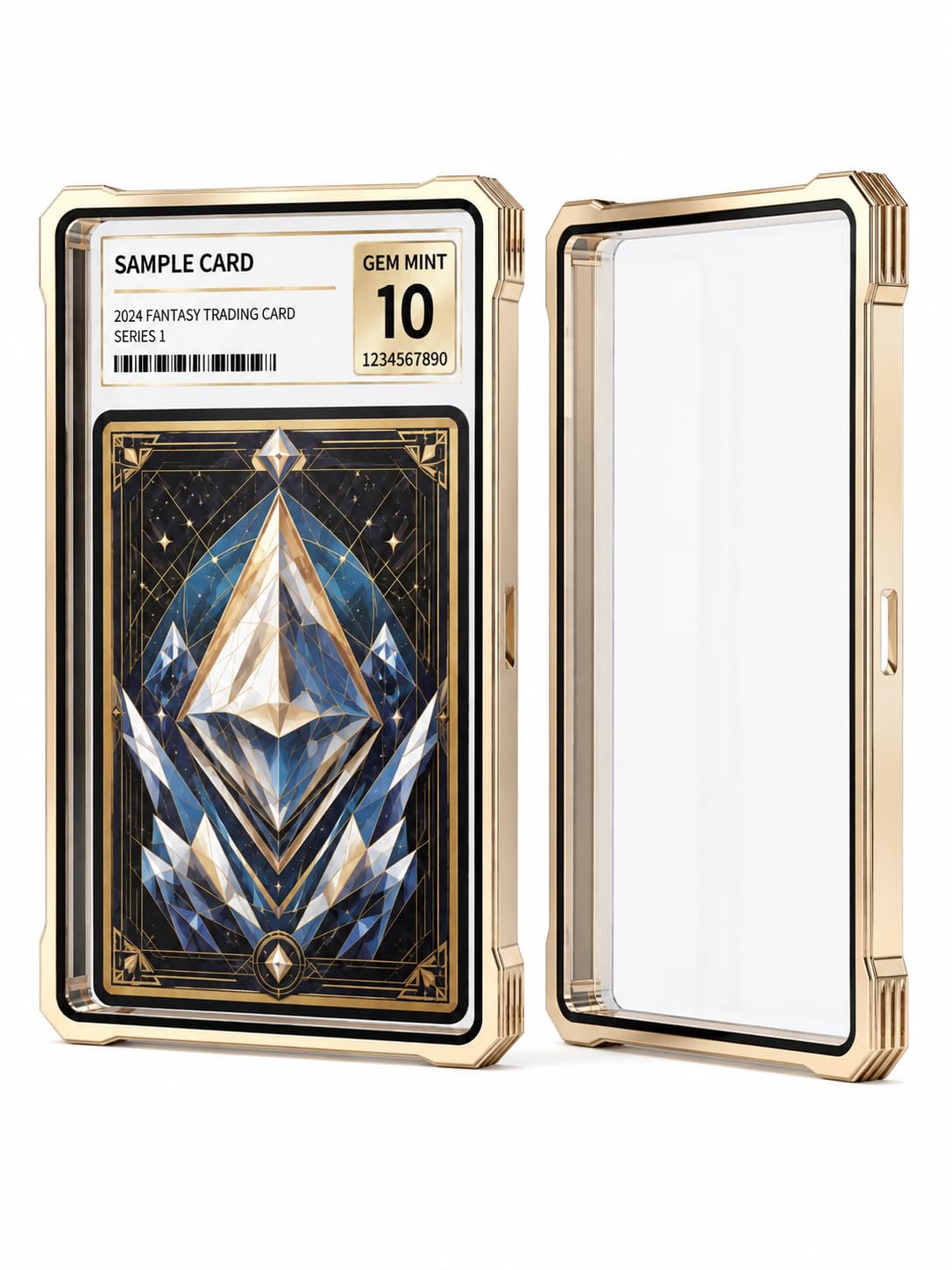 wigmoa P-B1 Magnetic Graded Card Case with UV Protection, Slab Protector Holder with Display Stand, Compatible with PSA CGC Graded Cards, Trading Card Storage and Display，Gold：PSA/CGC35PT