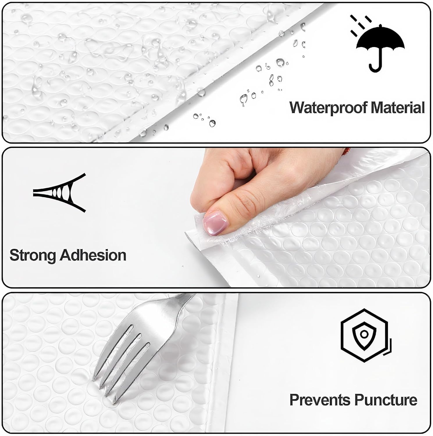 Nicunom 100 Pack Bubble Mailers 6x10", Usable Size 6x9" Self Seal Padded Envelopes Opaque Poly Wrap Bubble Bags Waterproof Shipping Bags for Small Business Mailing Makeup Jewelry Gifts, White