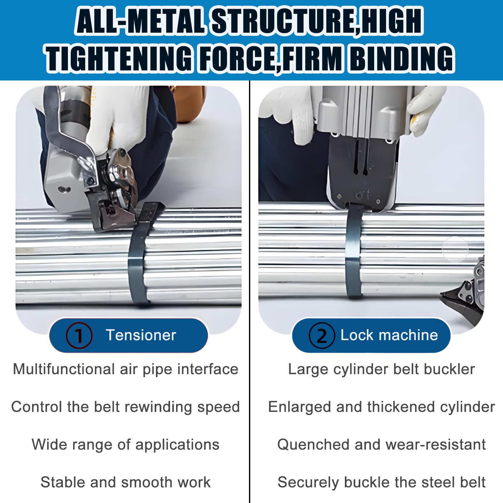 Pneumatische Stahl-Umreifungsmaschine mit Spanner und Cutter Versiegelung für Industrieverpackungen