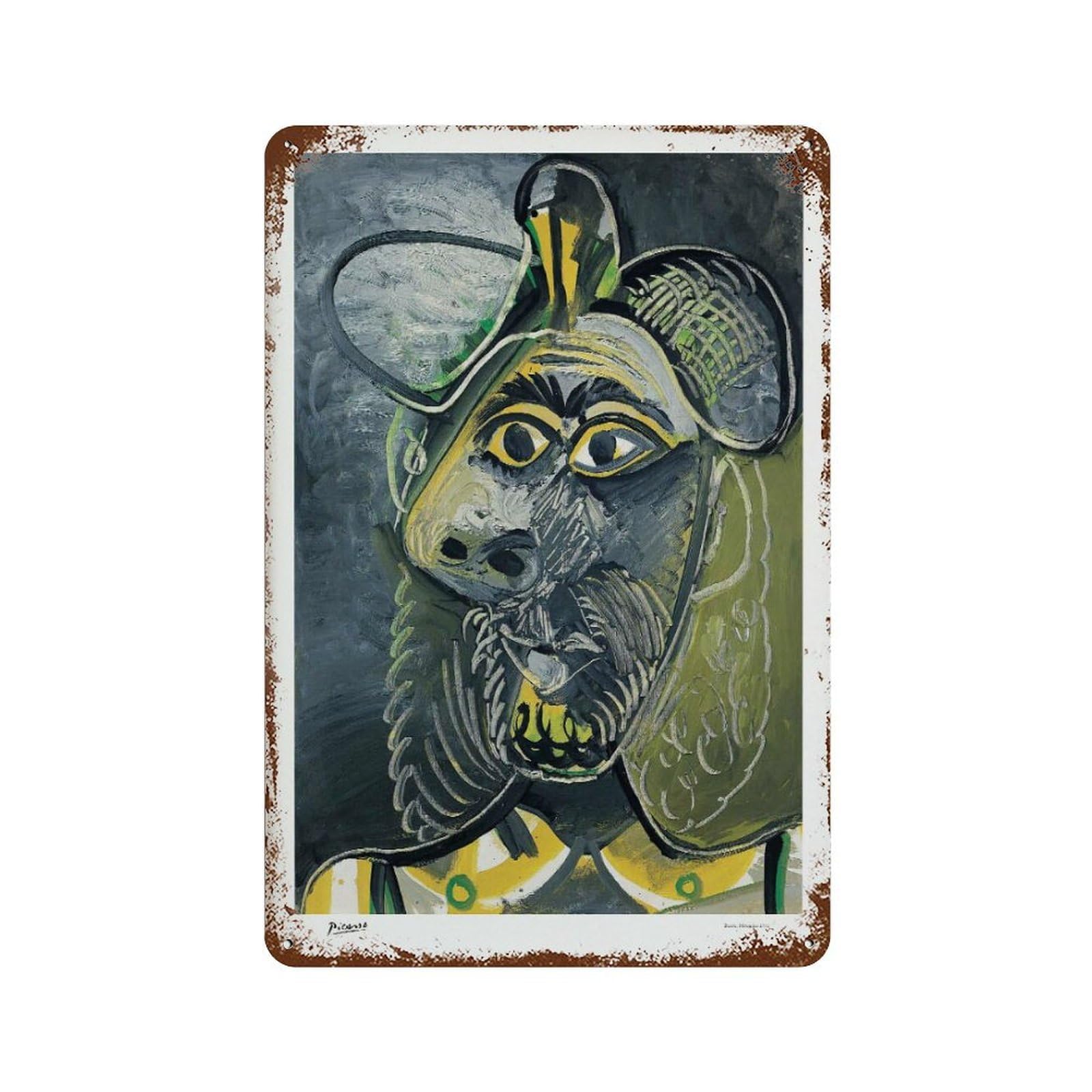xiaoxiaoshen Pablo Picasso, Buste, Mougins 1971, Surrealism, Minimalist Ideal Gift Wall Decor Art Metal Tin Poster Modern Home Decor Art Home Bar Shop Decorations Vintage Sign 30x20cm