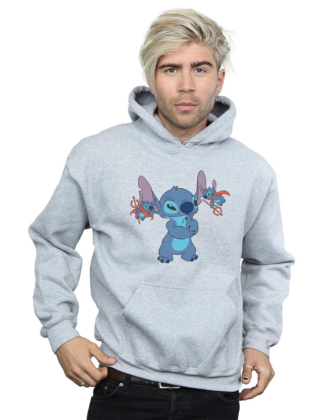 Absolute Cult Men's Sport Grey Disney Lilo And Stitch Little Devils Hoodie XXXX-Large