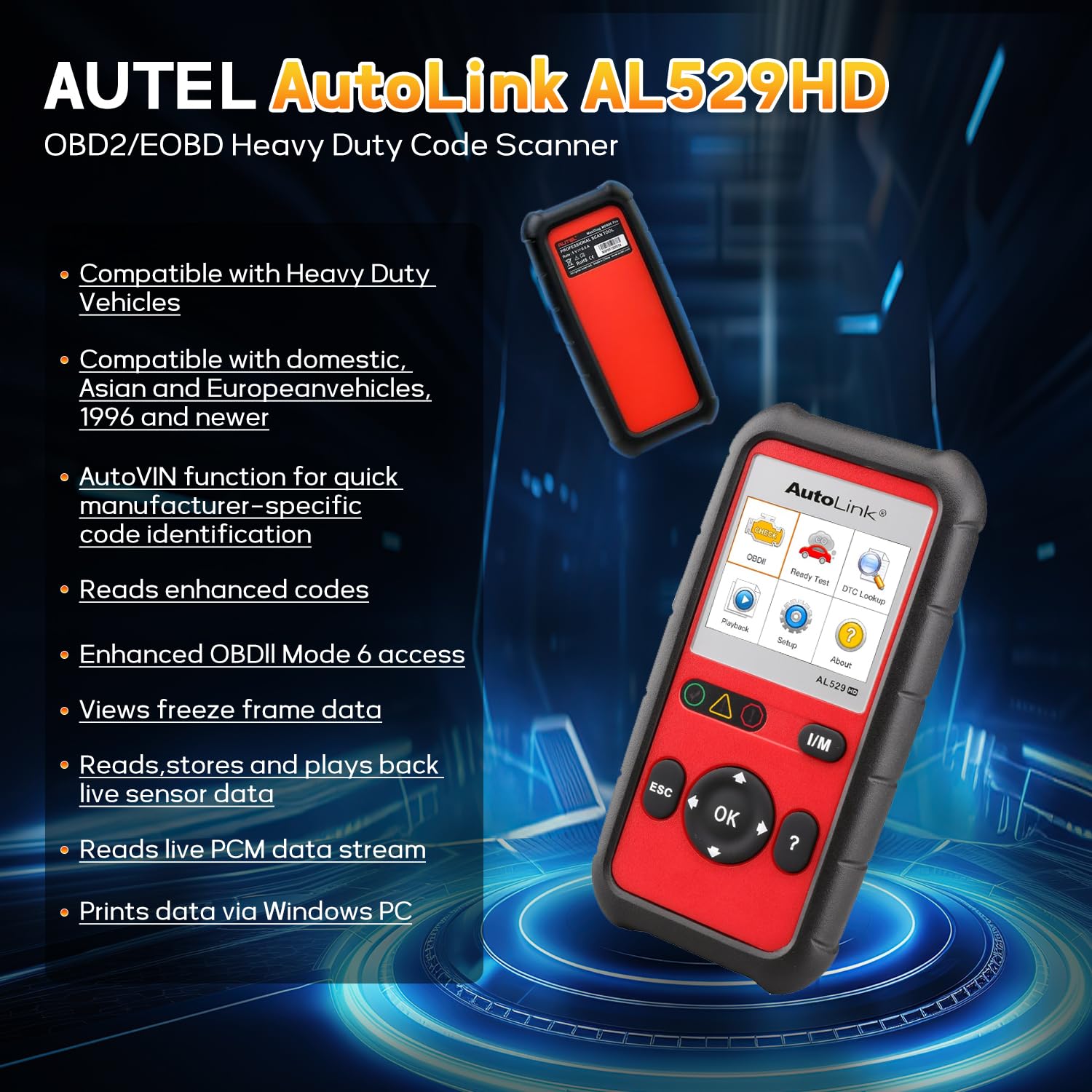 Autel AutoLink AL529HD, Vehicle Code Reader, Advanced AL529 OBD2 Code Scanner, AutoVIN Read Enhanced Codes for Ford/GM/Chrysler, Freeze Frame Data, Code Reader for Cars and Trucks