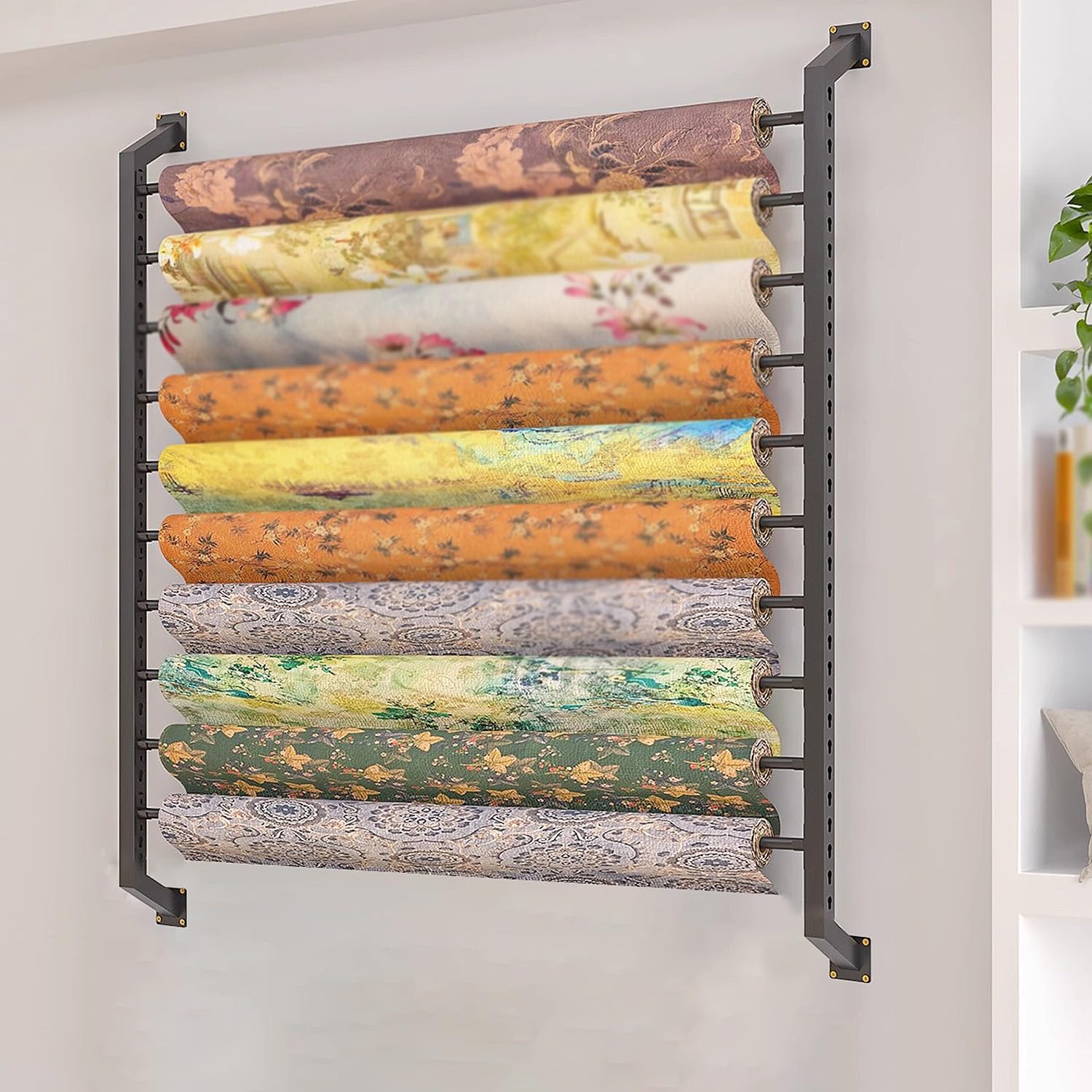 Soporte metálico para vinilo de coche, estante de pared con barra ajustable para colgar, organizador de rollos de tela resistente, expositor comercial para papel tapiz y láminas para ventanas de coche