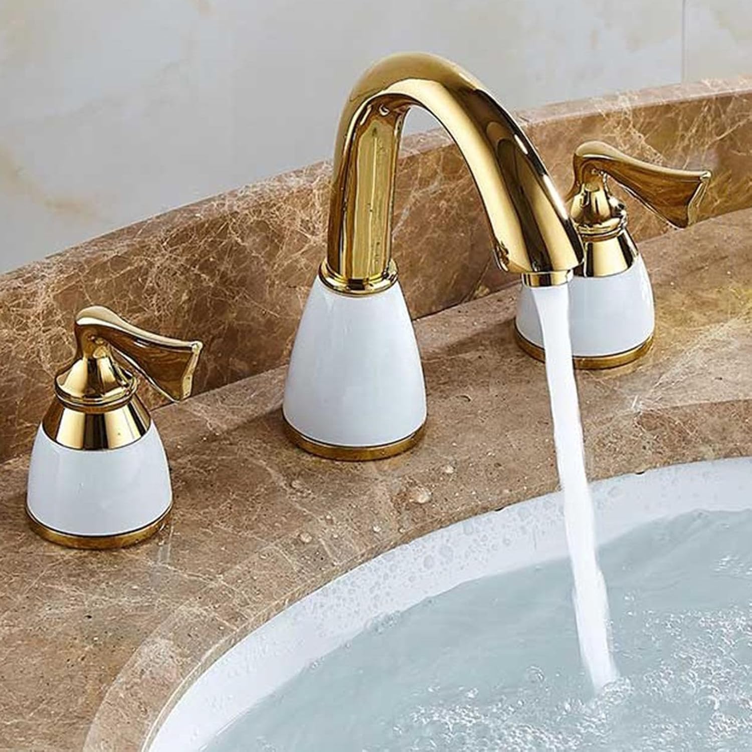 Mélangeur salle de bain 3 trous au design rétro chic double commande