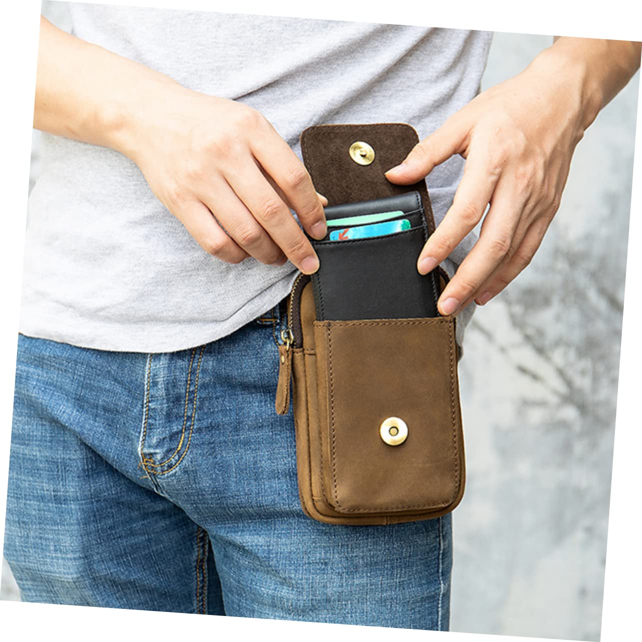 Pochette de Ceinture pour Téléphone Portable PU, Étui Tactique