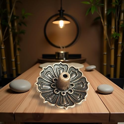 Miniatura 7 de Lotus - Soporte para incienso de latón, soporte para palo con colector de cenizas desmontable para sala de yoga, sala de té, quemador de incienso de