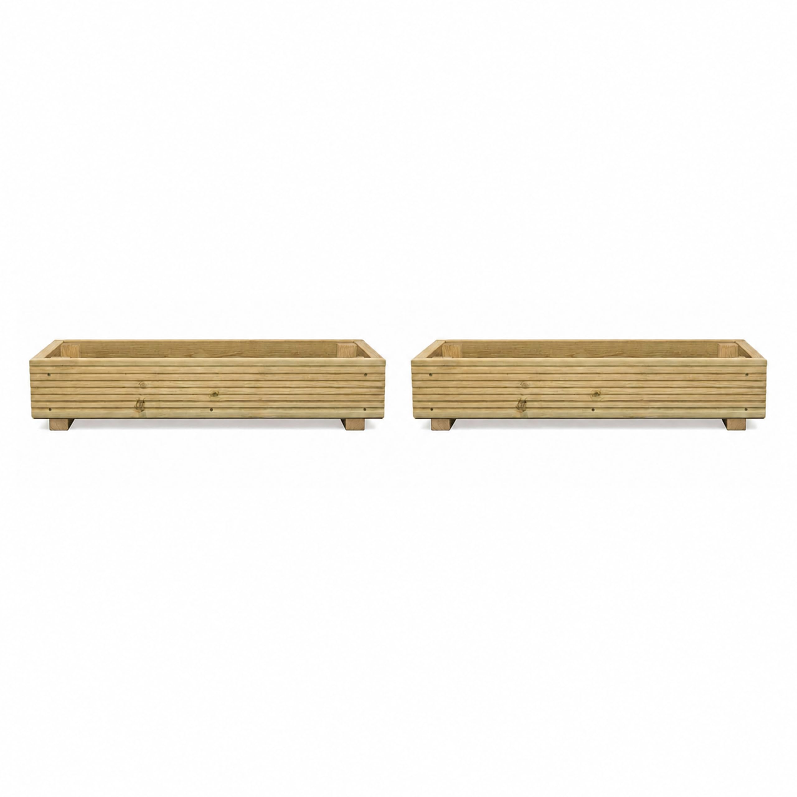 Planter Potters Set Of 2 Single Level Large Decking Patio Planter - Natural Wood