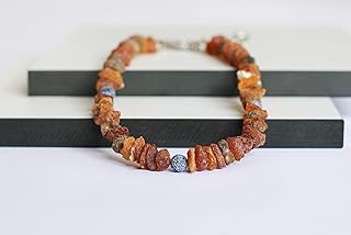 Amber Necklace for Dogs Made of Raw Baltic Amber Decorated with Agate | Tick Collar | Amber Against Ticks | Ticks and Flea Protection Collar (35-40 cm) product image