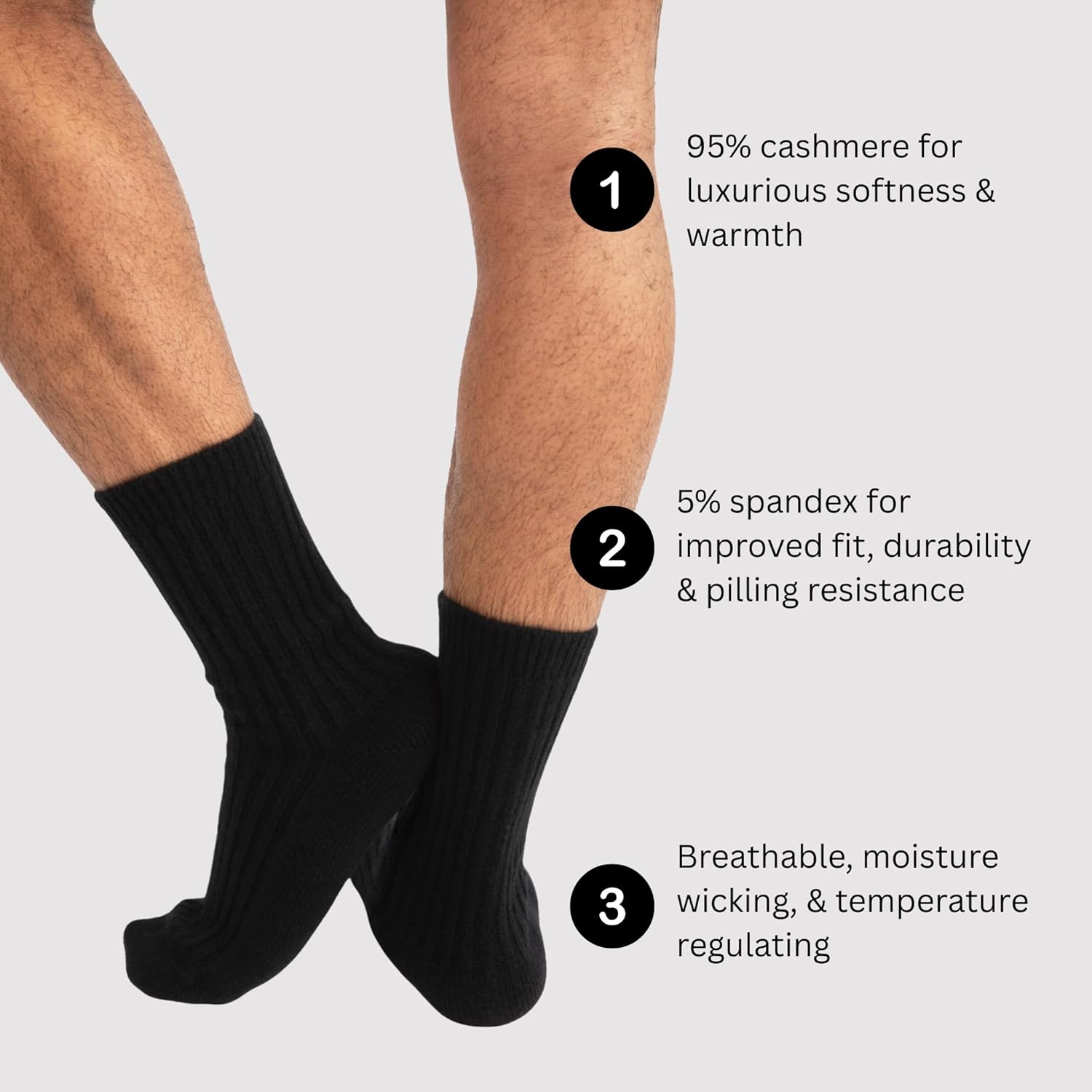 Jet&Bo Cashmere Bed Socks Extra Large (Men's 12-14) - Thick Ultra Soft XL Cashmere Socks for Men
