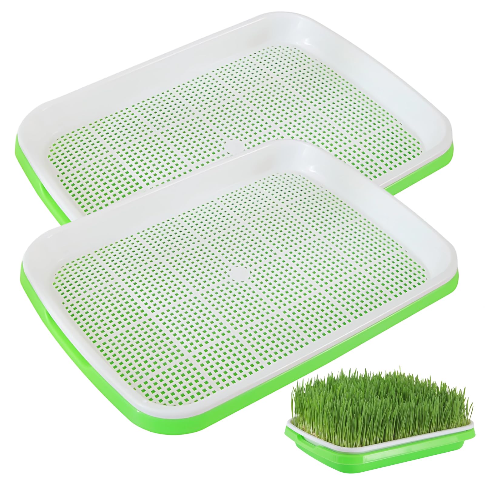 JORcadis 2pcs 22 x 14 x 2.8 cm Sprouting Trays, Sprouting Kit, Two Seed Trays for Microgreens Growing, Germination Trays for Seedlings