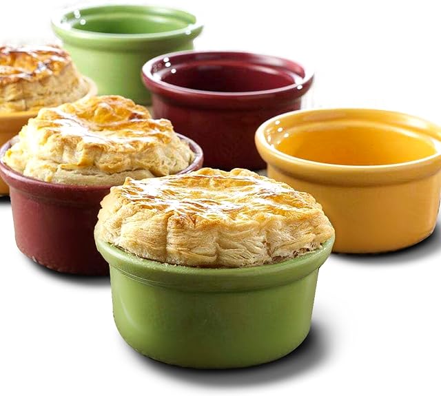 Mini Ramekins Set of 6 Creme Brulee Ramekins 6 oz ramekins & soufflé dishes Small Baking Dish Oven Safe Ramekins set by Jean Patrique