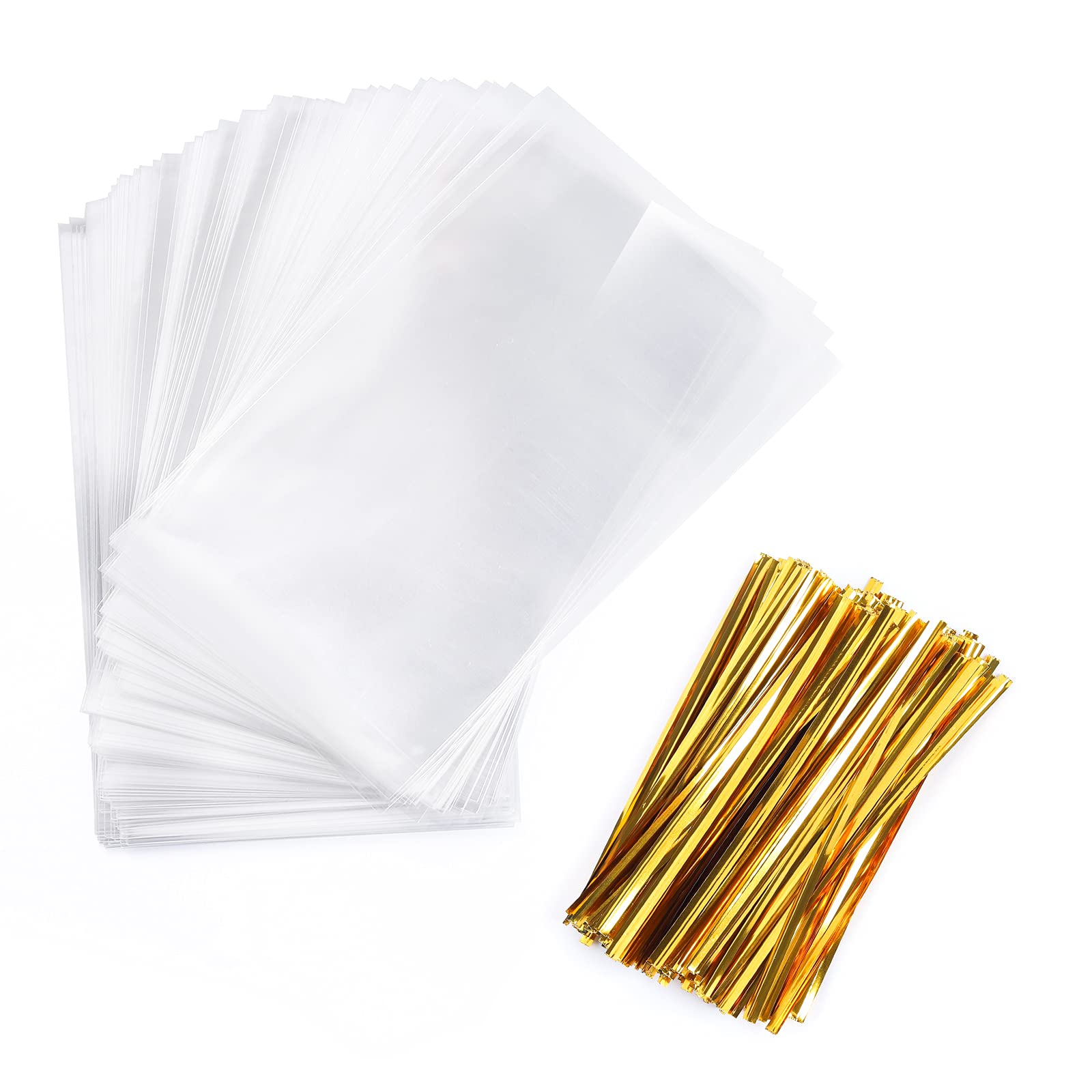 Lot De 200 Sacs à Friandises Avec 200 Attaches Torsadées De 10,2 Cm, 6 Couleurs Mélangées, Sacs En Plastique OPP De 1,4 Mm D'épaisseur (10,2 X 15,2 Cm