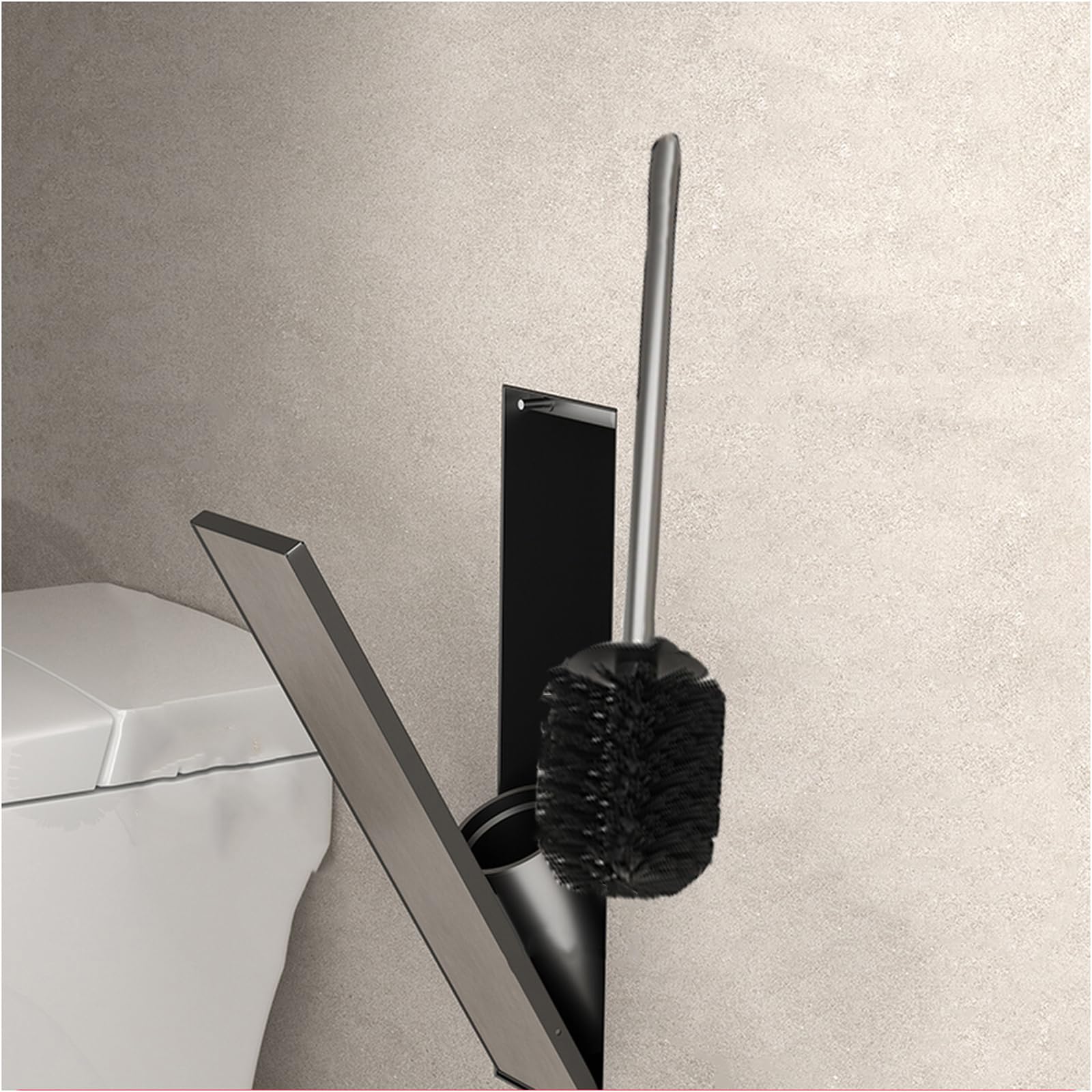 Versenkter Toilettenbürstenhalter, Versteckte Stehende Toilettenbürste Mit Toilettenbürsten Und -Haltern, Unsichtbares Design, Mit Elastischem Verschluss, Für Die Badezimmerrenovierung