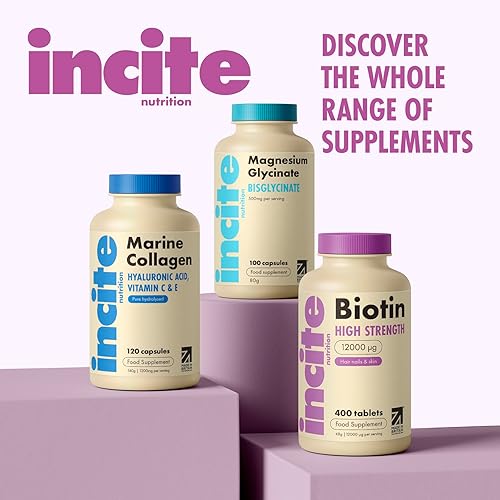 Miniatura 8 de Incite Nutrition Suplemento de biotina de 12000 mcg - 1 año de suministro - 120 tabletas de alta resistencia fáciles de tragar - Vitaminas de