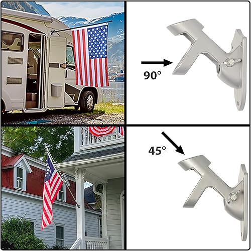 Miniatura 5 de NELXINJO Kit de mástil de bandera para casa  6 pies de acero inoxidable residencial o comercial al aire libre con soporte, 2 anillos de rodamiento