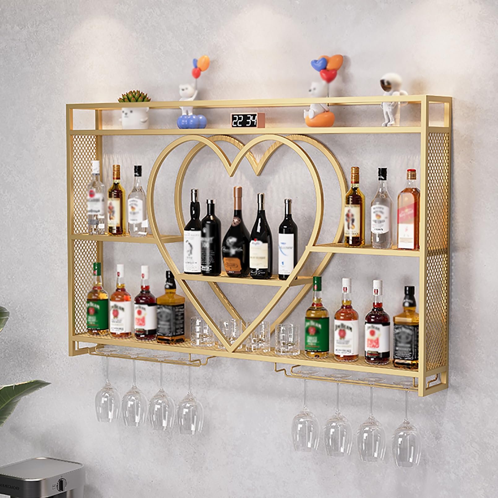Support à verres à vin noir et casier mural pour ranger sans encombrer