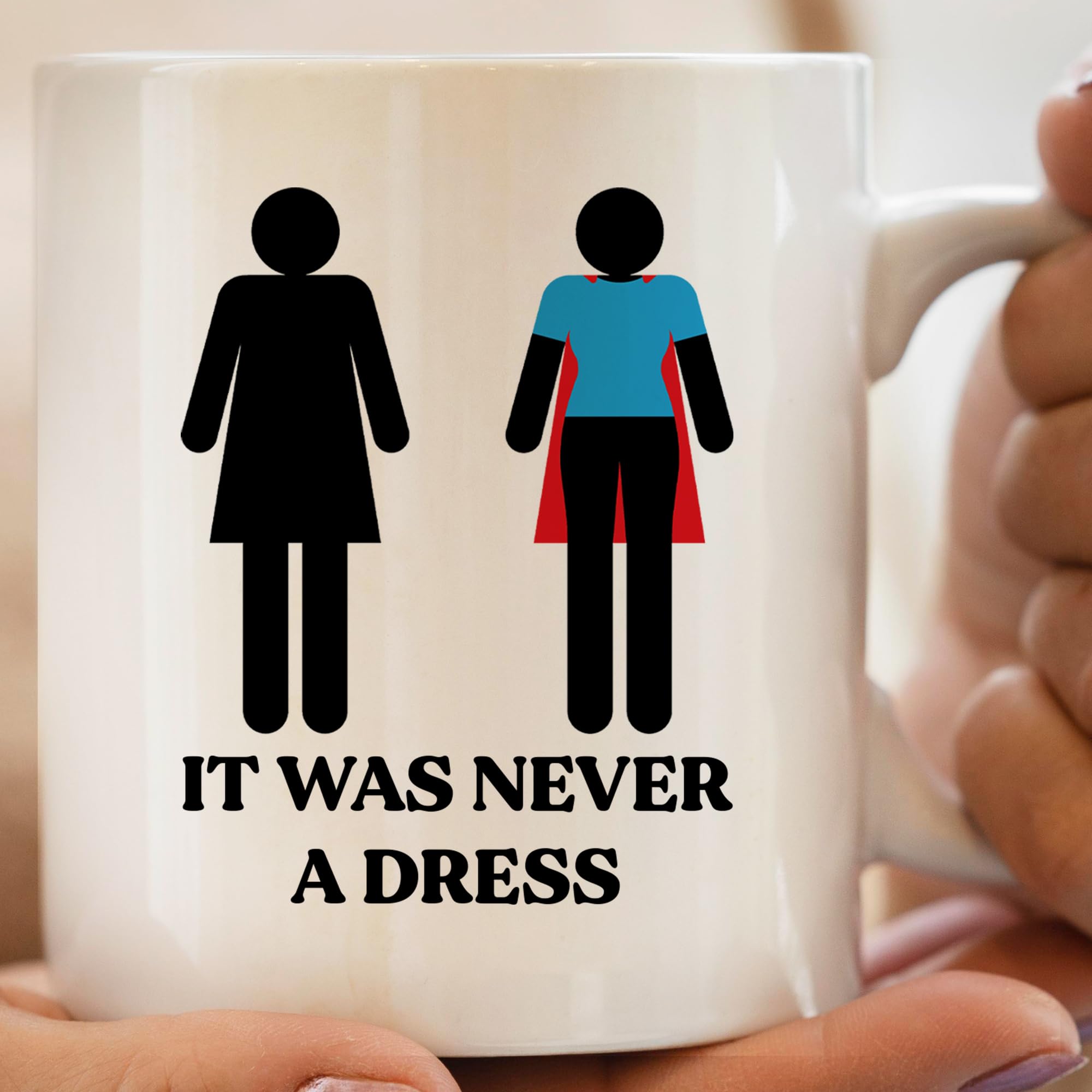 TODOLIA - Tasse à Café « It Was Never A Dress » De 325 Ml - Tasse à Café Féministe Amusante - Tasse à Café Féministe Féministe - Tasse Cadeau Pour Femme