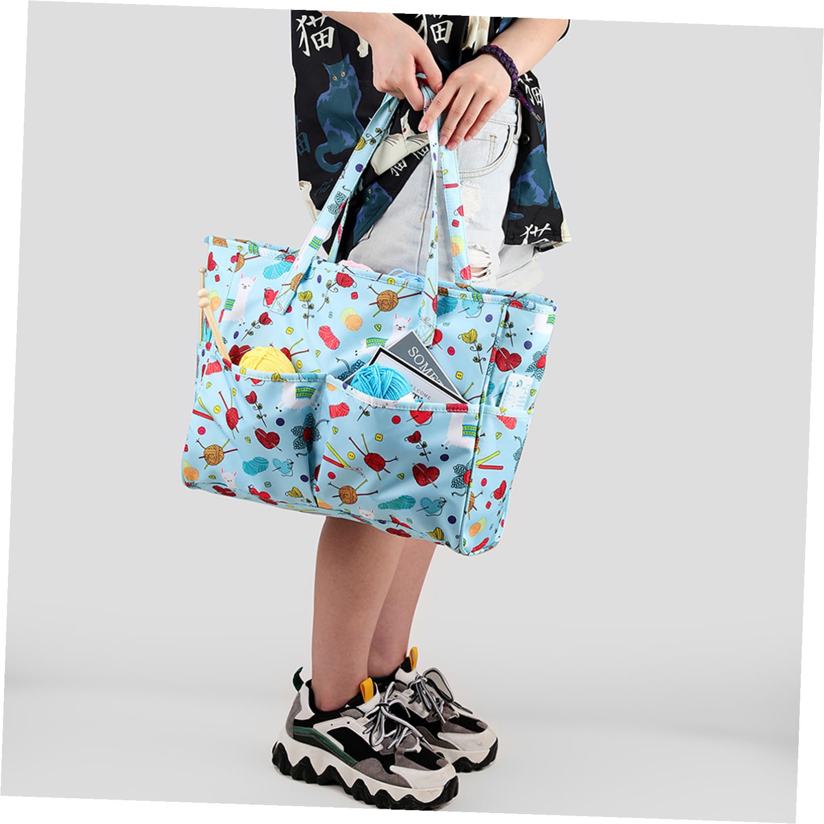 Bolsa de Almacenamiento de Tela Oxford para Hogar Gran Capacidad y Diseño Reutilizable, Adecuado para Guardar Herramientas de Tejido y Actividades de Crochet